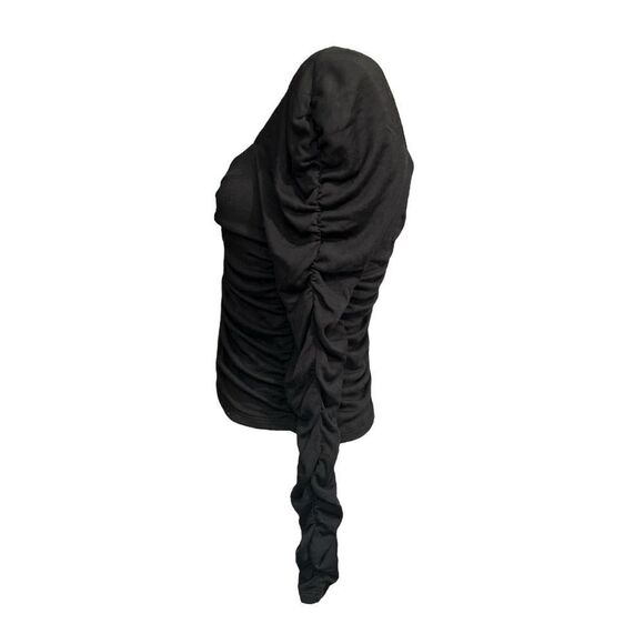 Christy Lynn Top Medium Adlen Noir  Black Ruched Cashmere Blend size M $350 New - Picture 2 of 6